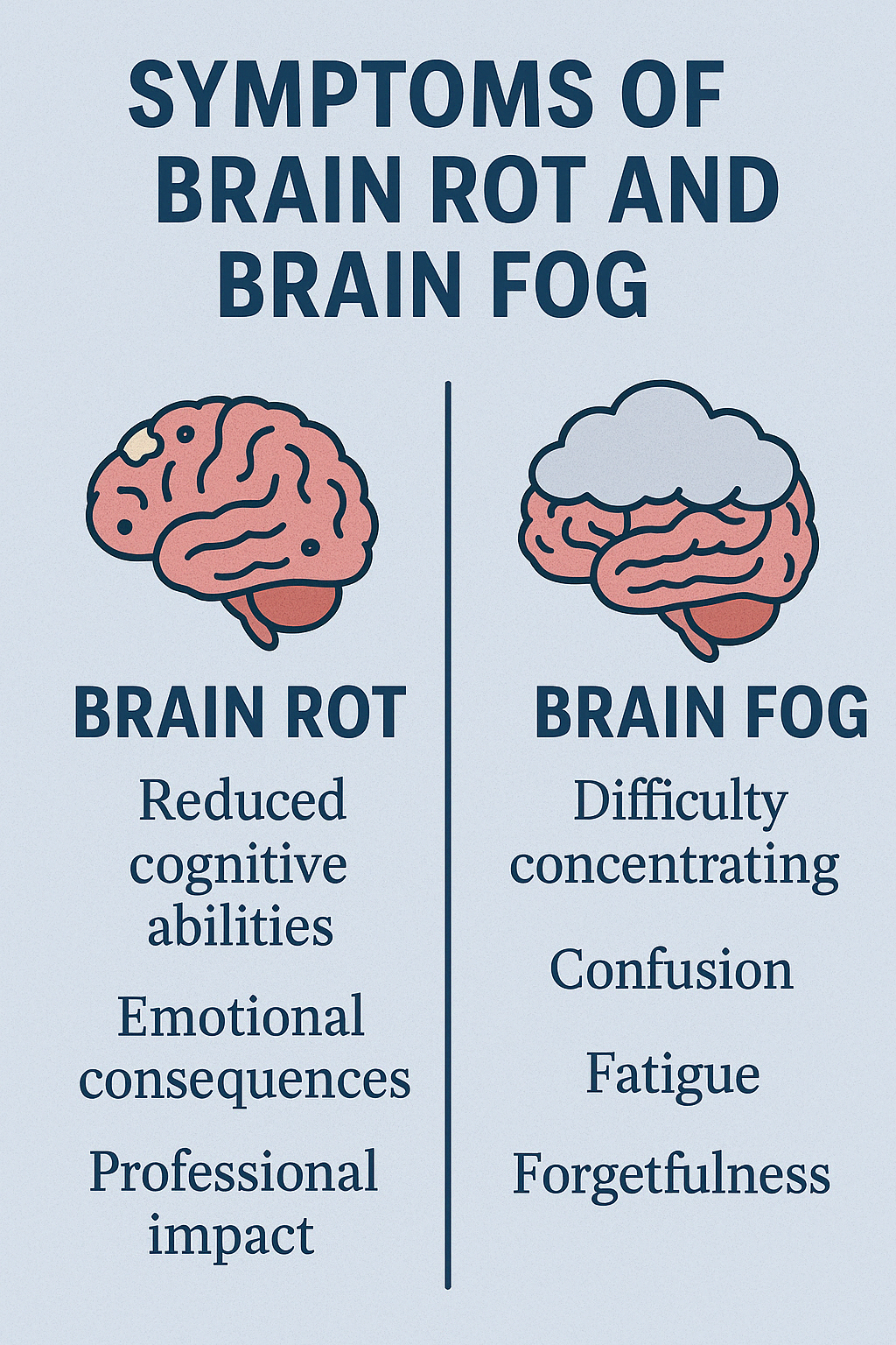 symptoms of Brain rot and Brain fog